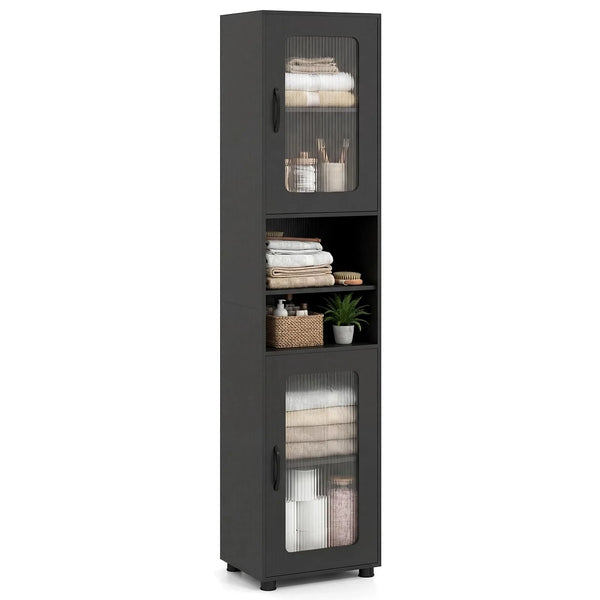 Tangkula 67” Tall Bathroom Cabinet Adjustable Open Shelf Space-Saving Modern Corner Tower